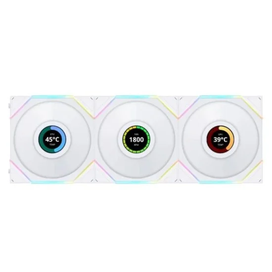 Lian Li UNI FAN SL Wireless LCD 120mm ARGB Case Fans with 1.6&rdquo; LCD Screen (3 Pack) - White